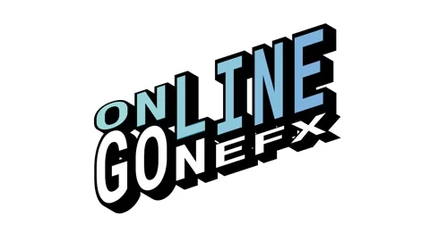 ONLINE vs GONEFX, 3D Text Animation in Isometric View with Opposite Word Motion Stock Footage 314263762