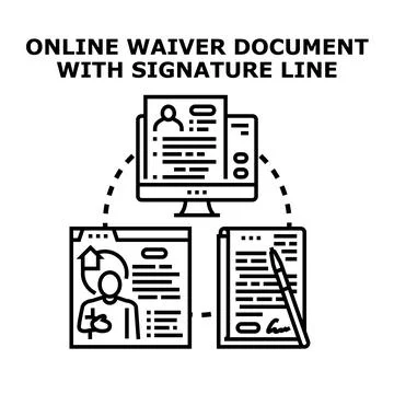 Online waiver document signing process concept illustration Stock Illustration