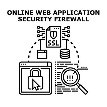 Online web application security firewall concept protecting data Stockillustratie