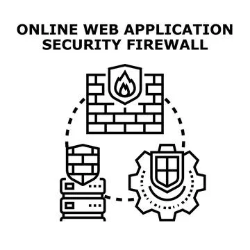 Online web application security firewall protecting data イラスト素材