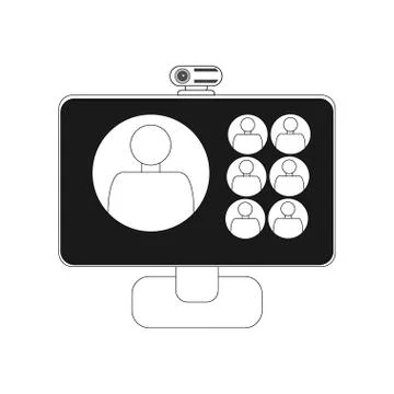 Online web consulting line icon Stock Illustration