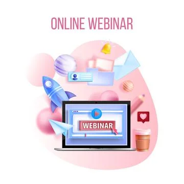 Online webinar, digital vector training, internet lecture video conference Illustrazione stock