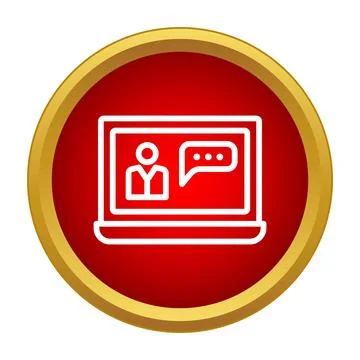 Online webinar distant learning icon on a red button Illustrazione stock