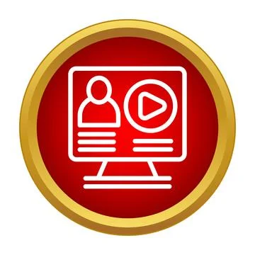 Online webinar e learning training course monitor icon Stock Illustration