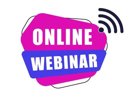 Online webinar label for broadcasting live. Vector Stock Illustration