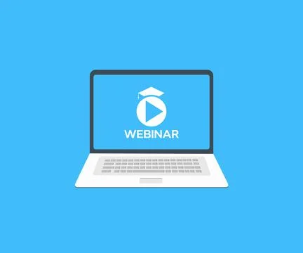 Online webinar Laptop with Webinar E-business Browsing Connection Illustrazione stock