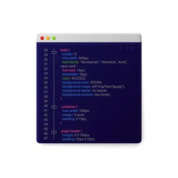 Online windows site with code template Stock Illustration