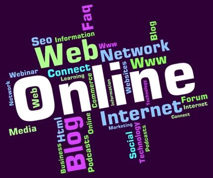 Online Word Shows World Wide Web And Websites Illustrazione stock
