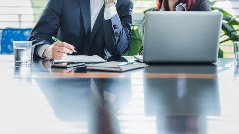 Online Work and Technology Concept  Close-Up Laptop Typing Stock Photos