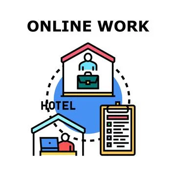 Online work concept with remote business activities イラスト素材