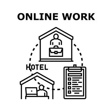 Online work concept with remote business activities Stock Illustration