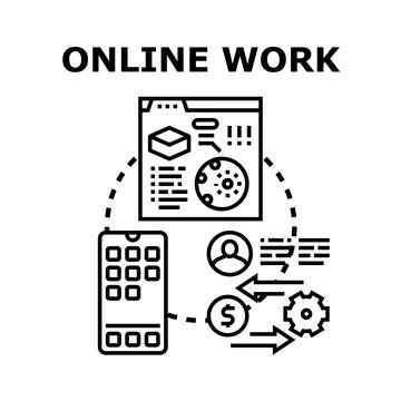 Online work concept vector illustration earning money digitally イラスト素材