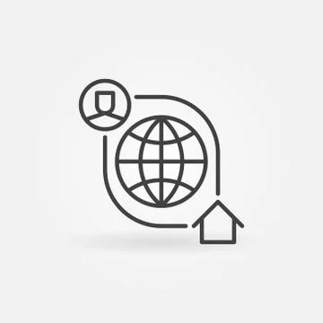 Online Work at Home outline vector concept icon Stock Illustration