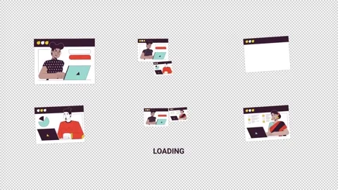 Online work loading and 404 error cartoon animation pack Stock Footage 344959600
