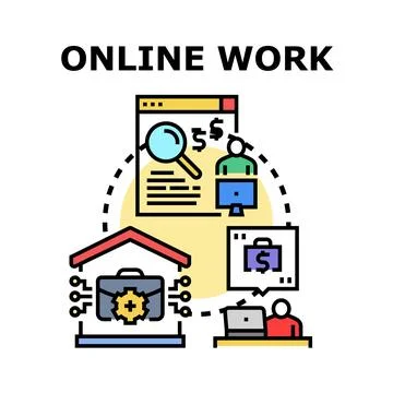 Online work remote freelancing business concept vector Stock Illustration
