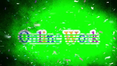 Online work text reveal animation with falling colorful confetti on green 動画素材 338387746