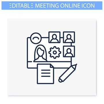 Online workflow line icon. Editable illustration Illustrazione stock