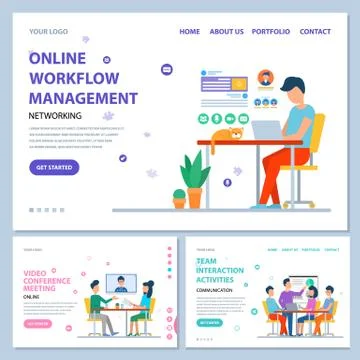 Online Workflow Management Website Online Info Illustrazione stock