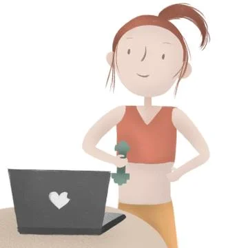 Online workout class illustration. Stock Illustration