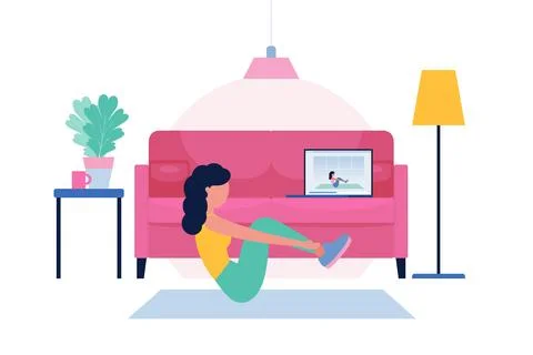 Online workout Stock Illustration