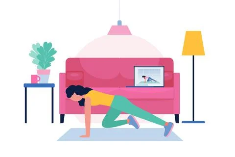 Online workout Stock Illustration