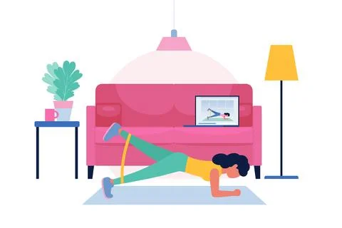 Online workout Stock Illustration