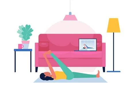 Online workout Stock Illustration