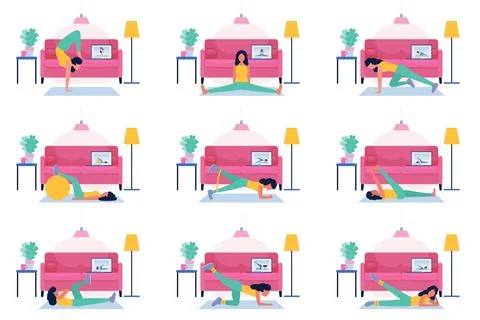 Online workout Stock Illustration