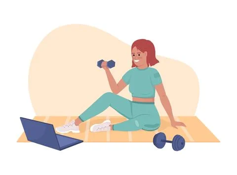 Online workout program 2D vector isolated illustration Stock Illustration