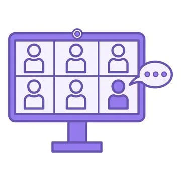 Online Workshop Color Icon. Vector Icon Group of People Studying Online on .. Stock Illustration