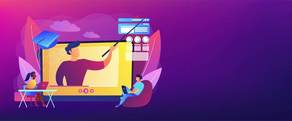 Online workshop concept banner header Illustrazione stock