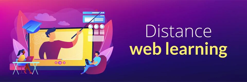 Online workshop concept banner header Stock Illustration