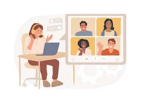 Online workshop isolated concept vector illustration. Stockillustratie