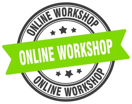 Online workshop stamp. online workshop label on transparent background. rou.. Illustrazione stock