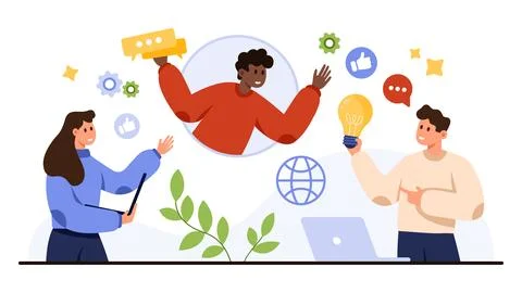 Online Workshop Teamwork and Virtual Conference Chat Illustrazione stock