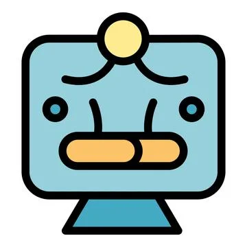 Online yoga class on computer screen showing relaxing posture Stockillustratie