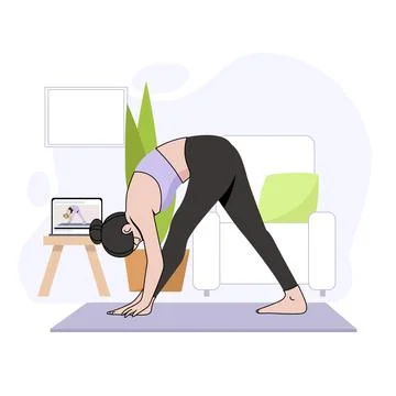 Online yoga class? design Stock Illustration