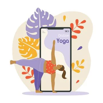 Online Yoga Classes Scene Stock Illustration