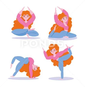 Yoga Cartoon PNG Picture, A Set Of Cartoon Yoga Beauty Material, Cartoon,  Yoga, Beauty PNG Image For Free Download