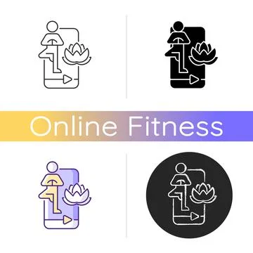 Online yoga tutorial icon. Stock Illustration