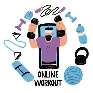 OnlineWorkoutSet Stock Illustration