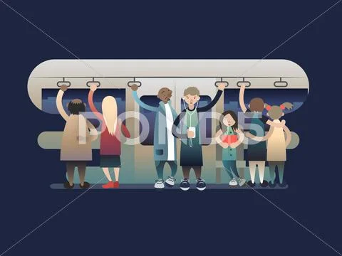 Onlookers passengers in trasport Stock Illustration