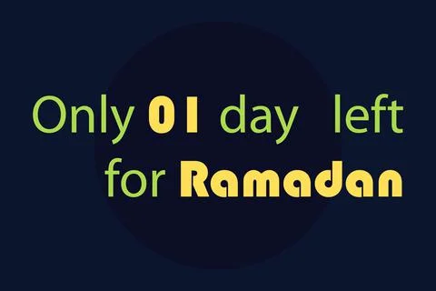 Only 01 day left for Ramadan typography text on dark blue background Illustrazione stock