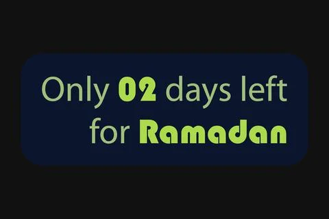 Only 02 days left for Ramadan typography text on dark background Stock Illustration