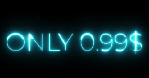 Only 0.99 dollar neon text animation Stock Footage 287405085