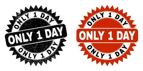 ONLY 1 DAY Black Rosette Stamp Seal with Distress Surface Stock Illustration