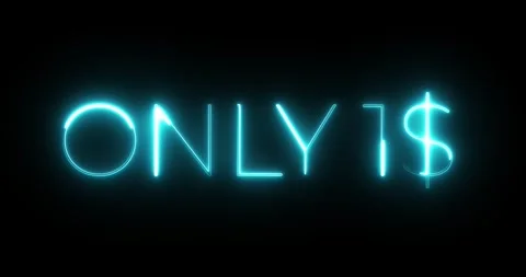 Only 1 dollar neon text animation Video stock 287405082