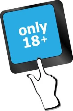 Only 18 plus button on keyboard with soft focus Stock Illustration