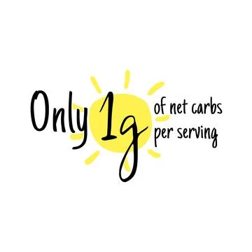 Only 1g of net carbs per serving sticker, food tag Stock Illustration