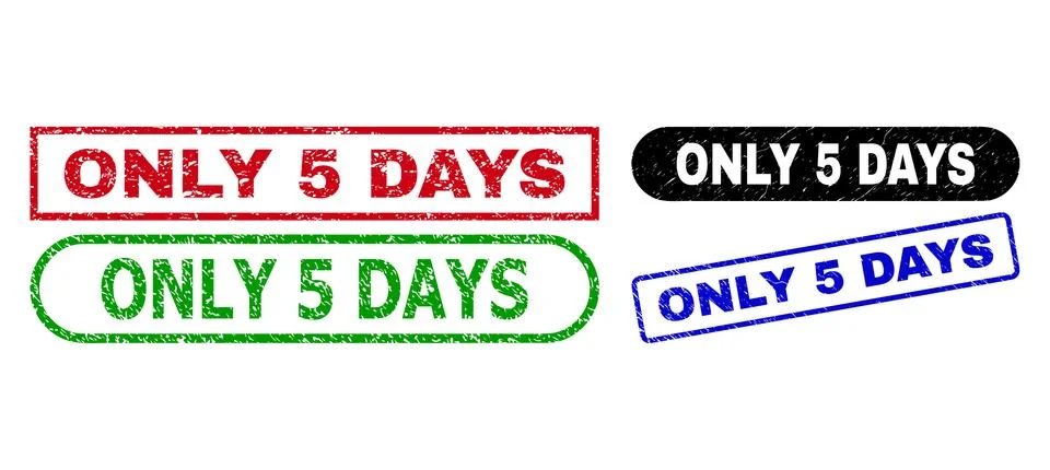 ONLY 5 DAYS Rectangle Stamp Seals with Corroded Style Stock Illustration